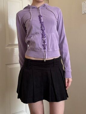 PLAYBOY Lilac Zip-Up Hoodie with Black Skater Skirt
